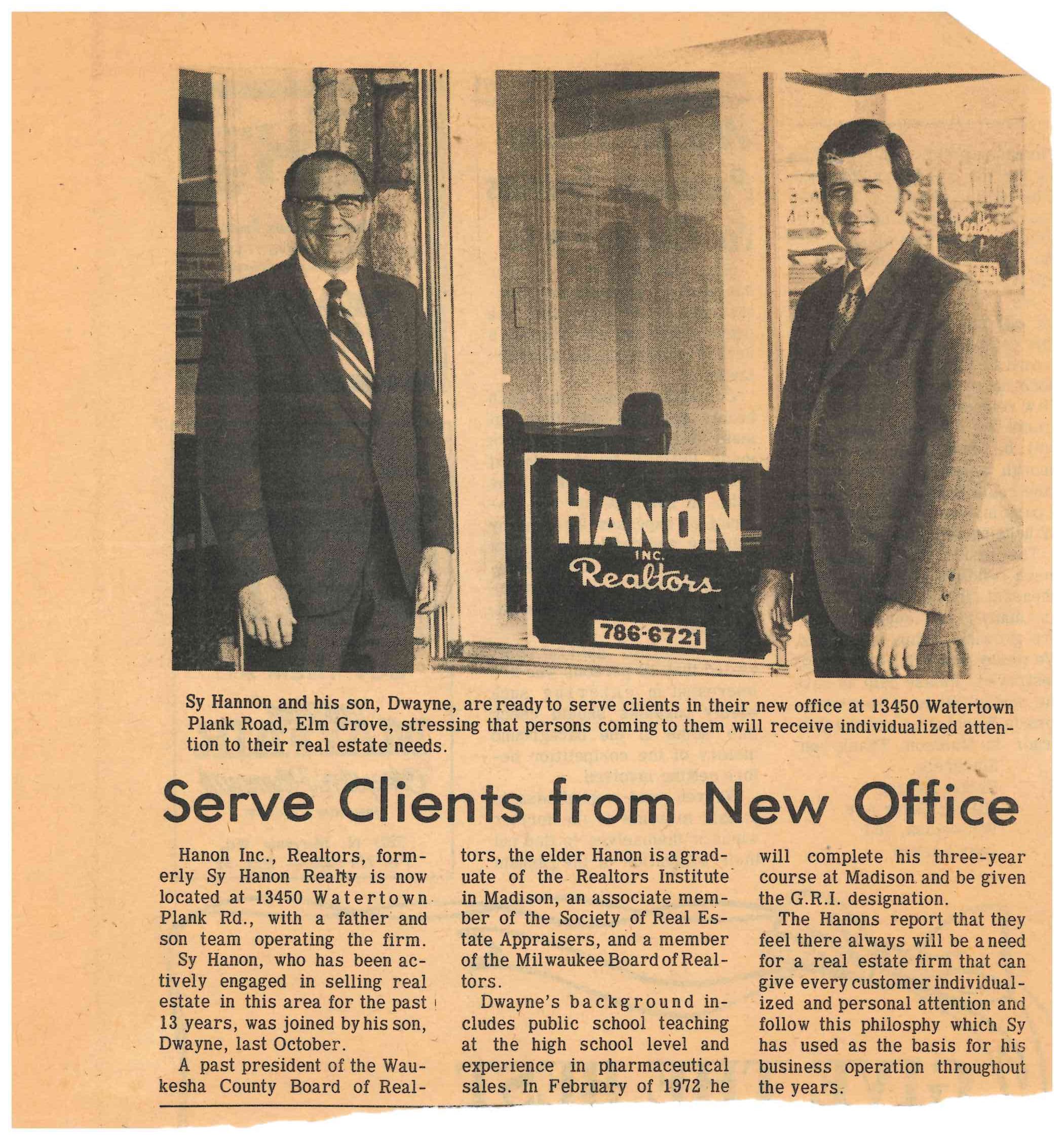 Historic Hanon newspaper clipping featuring Grandpa Sy and Dwayne